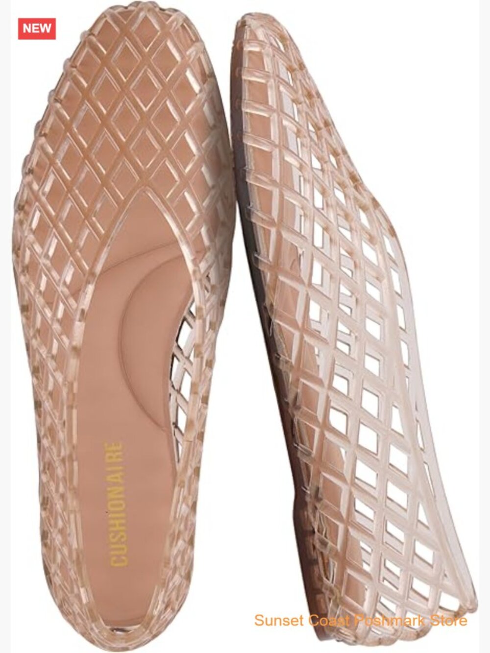Modern Lattice Ballet Flats Comfortable Slip On Pointed Toe Jelly Shoes Runs